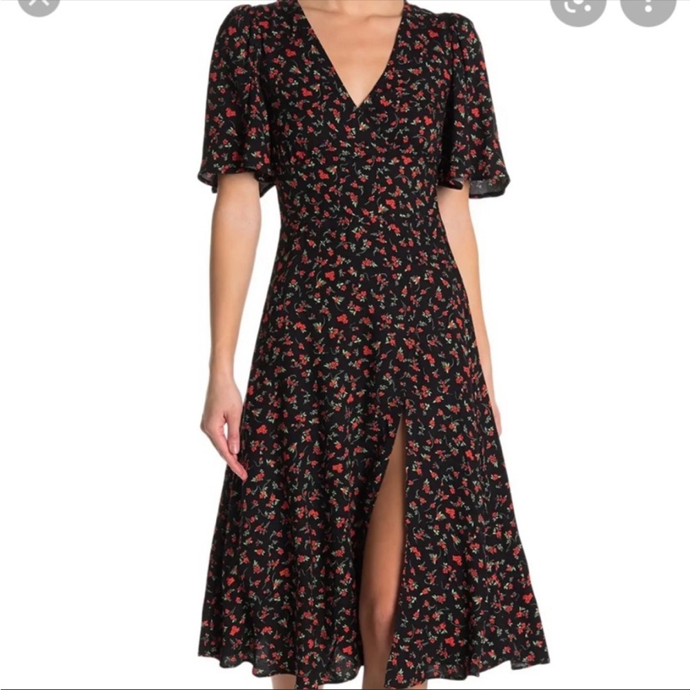 Floral Midi Dress Side Slit XS AFRM Ruthie